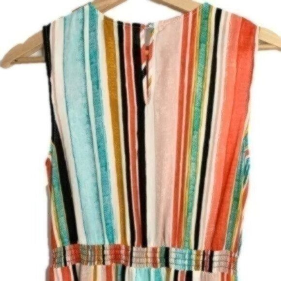 Stripped Slip on Dress with elastic waist - Picture 3 of 5